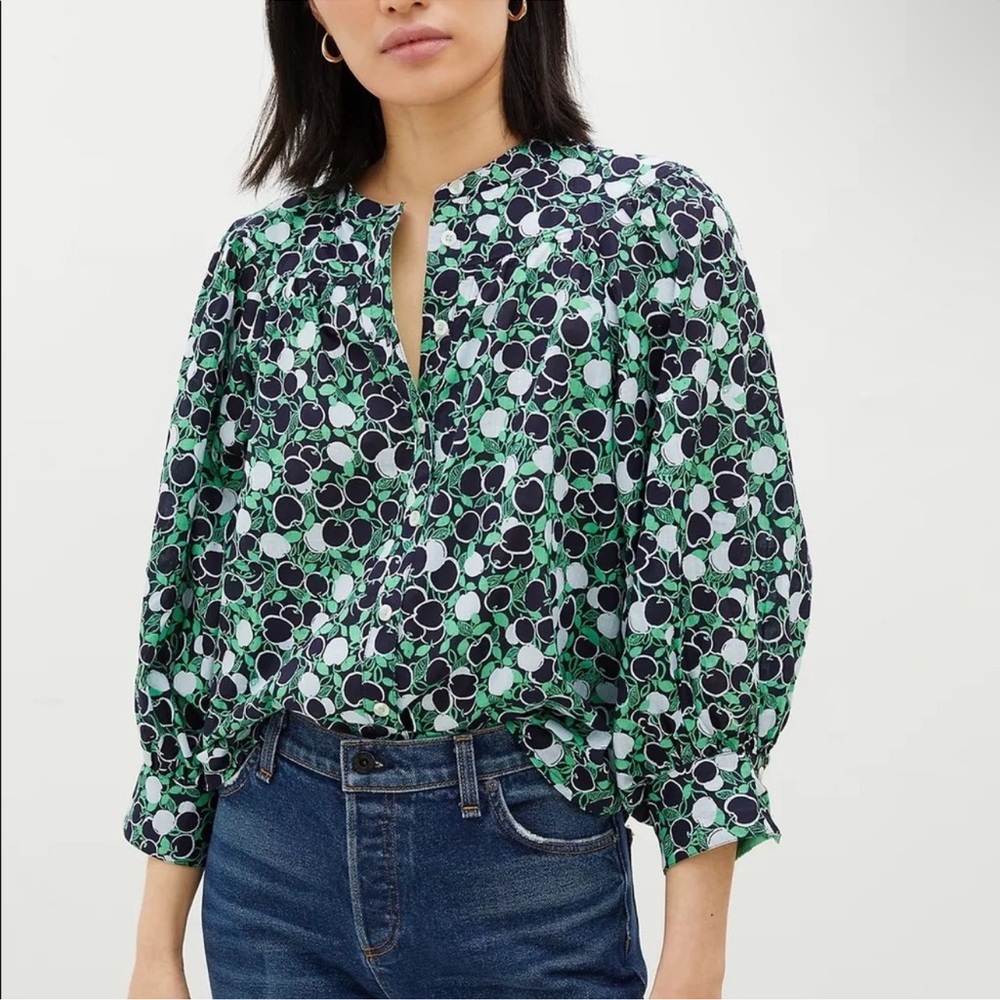 Anthropologie Whimsy Button Down Green Sz Small Bin 314